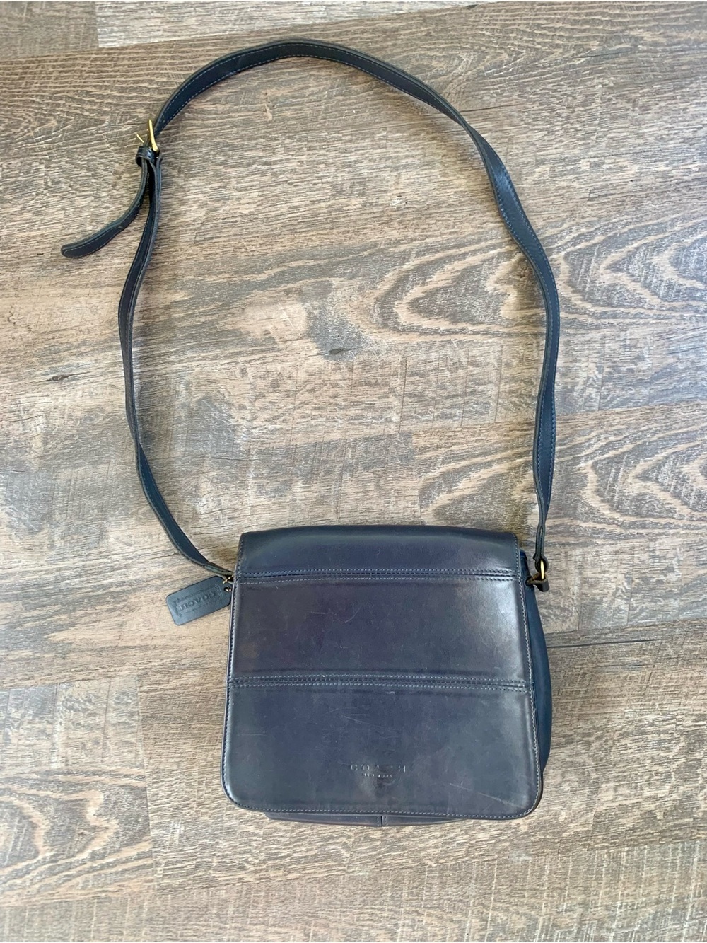 Vintage Coach Navy  Leather Crossbody -Messenger  Bag